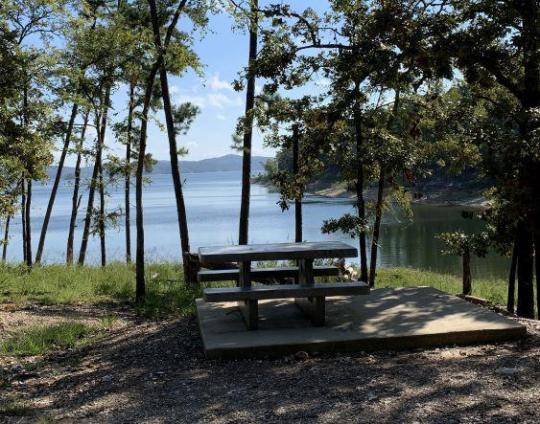 Campsite GH026 — lakefront tent site in the Grasshopper loop at Beavers Bend